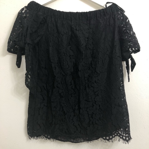 Lulu’s Off the Shoulder Black Lace Top - Picture 2 of 4